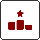 A red star is on top of the white square.